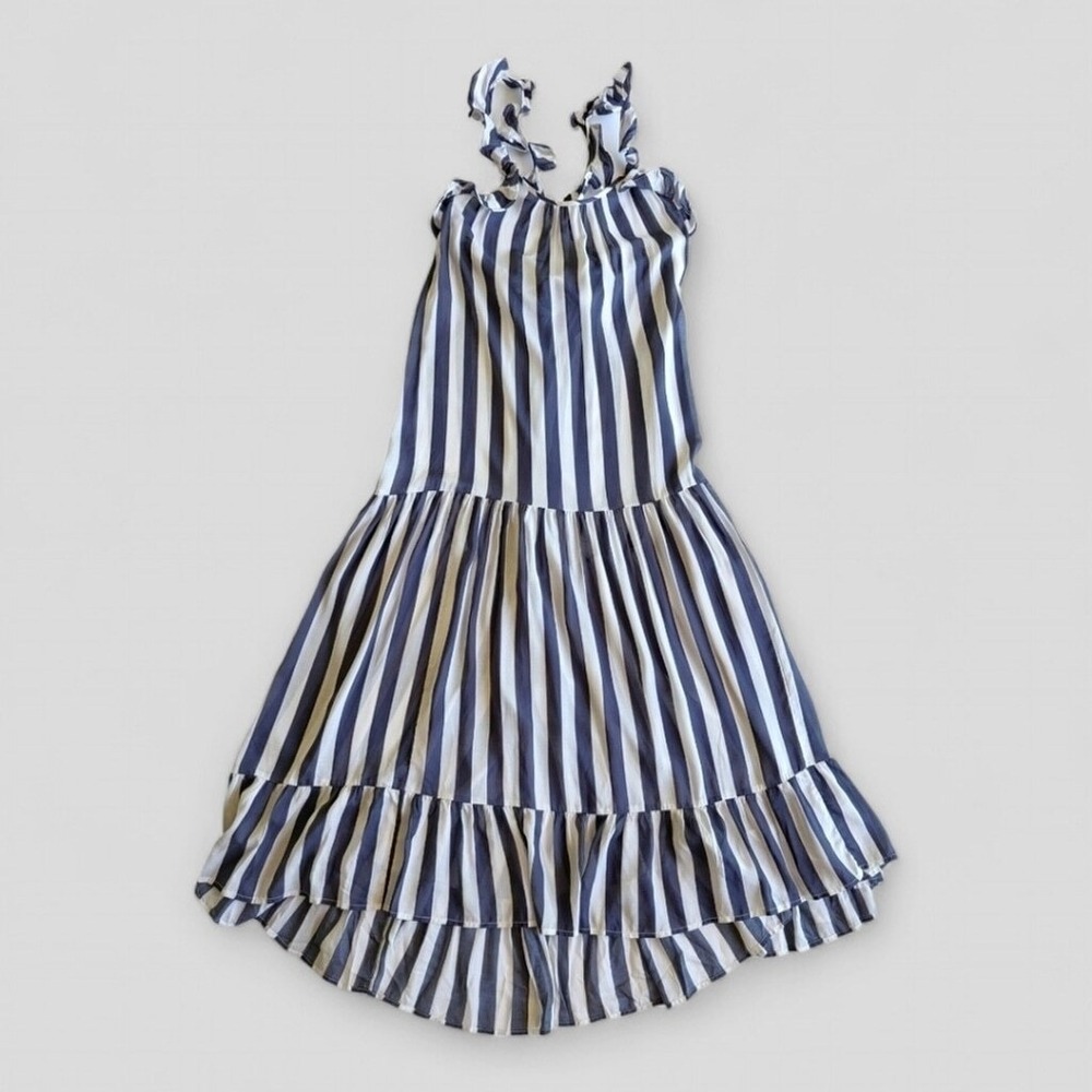 Anthropologie Striped Open Back Tiered Ruffle Maxi Dress Sz M NWT - Picture 5 of 16
